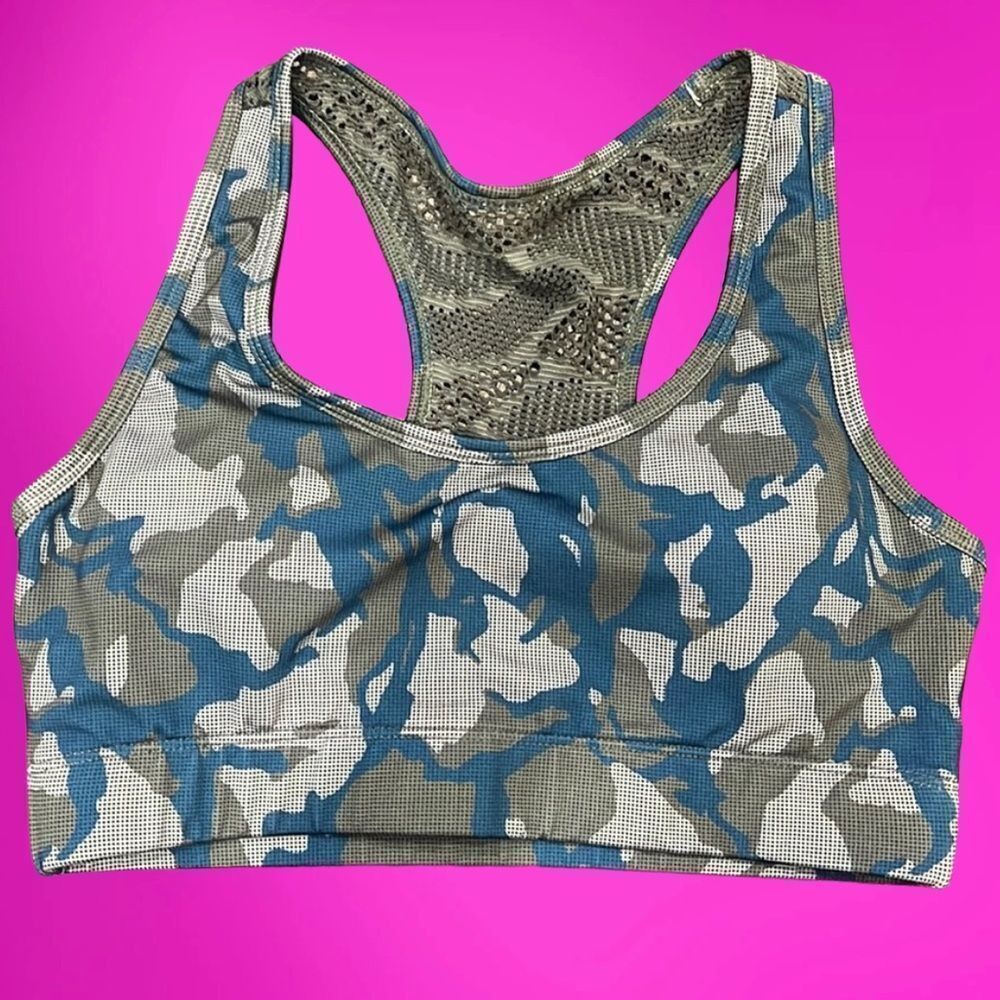 Zyia athletic sports bra womens small athleisure workout bra gym Camo green bra - Picture 6 of 7
